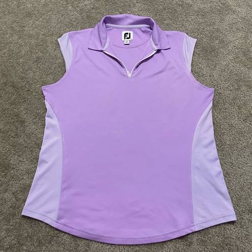 FootJoy Women’s  Cap Sleeve Quarter Zip Golf Polo Shirt Purple Stripes Size L