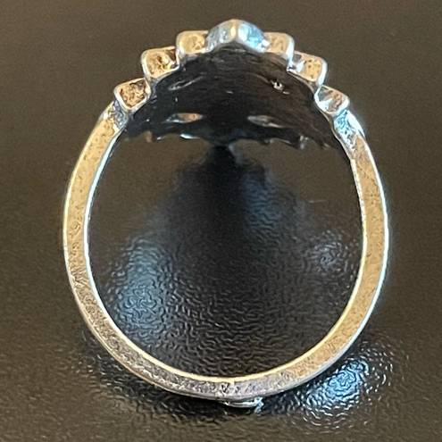Onyx Vintage black  stone silver plated ring size 7