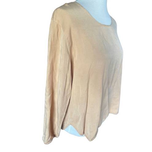 Habitat  Women's Golden Peach Flared V Shape Long Sleeves Scoop Neck Sweater Size