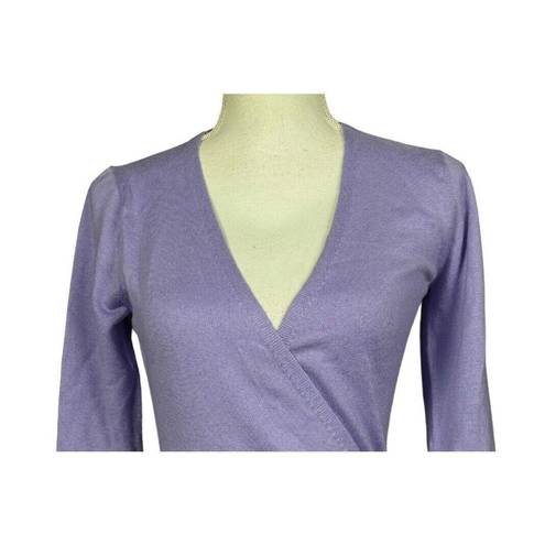 Diane Von Furstenberg  DVF Ballerina Wrap Size P Silk Cashmere Sweater Purple