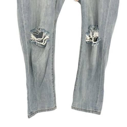 One Teaspoon  Women's Blue Montana Shabbies Drawstring Boyfriend Jeans Small