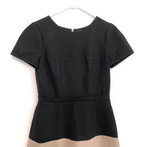 BCBGMAXAZRIA  Hannah Dress Black Tan Brown Colorblock Color Block Fit Flare Mini