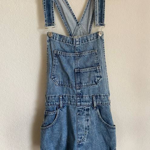 Free People  We The Free Denim Bib Cuffed Cottagecore Shortall/ Overalls Size XS