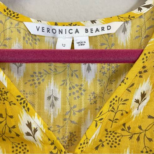 Veronica Beard  Joi Top in Sun Multi Flutter Sleeves Floral Print Blouse Size 12