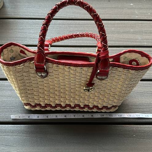 Brighton  Bag Straw Red Cream Tote Shoulder Handbag Picnic Vintage Vibes Cute