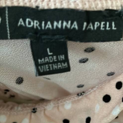 Adrianna Papell - peach colored top with black & white polka dots- size Large