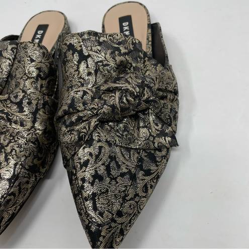 DKNY  Pier Baroque Tapestry Brocade Metallic Fabric Mules Slides Shoes womens 7.5