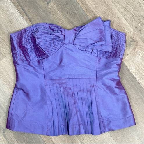 Tracy Reese Plenty by  Pleated Taffeta Bustier Corset Top Purple Shimmer 8