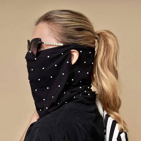 Lele Sadoughi  Jet Black Pearl Embellished Gaiter Face Mask NEW