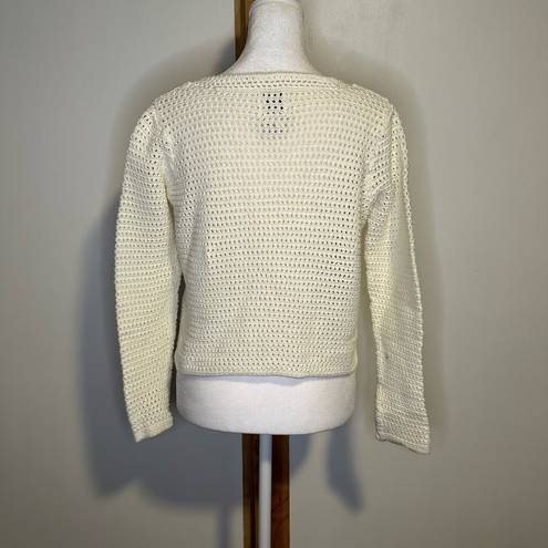 Joie  white knit cropped cotton cardigan sweater size S