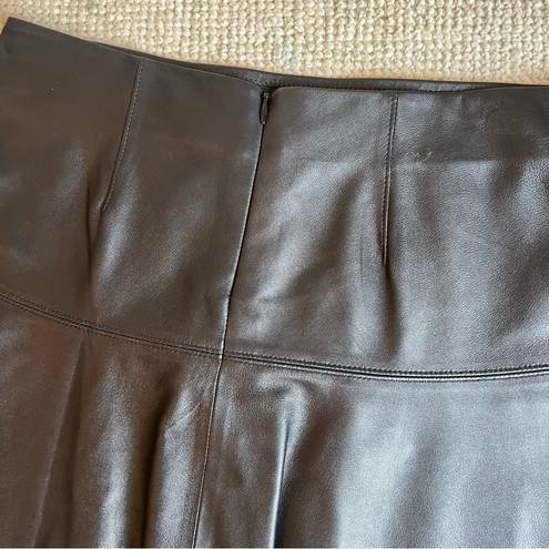 Vince  Black Lambskin Leather Flare Mini Skirt | Size 2