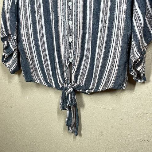 Harper Heritage  Cropped front tie short sleeve stripped top size XS