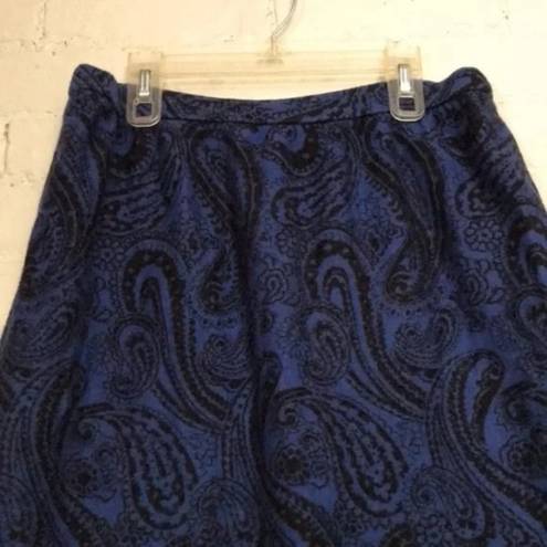 Vintage Bleyle 12 Thick Knit Blue Black Pink Paisely Midi Straight Pencil Skirt