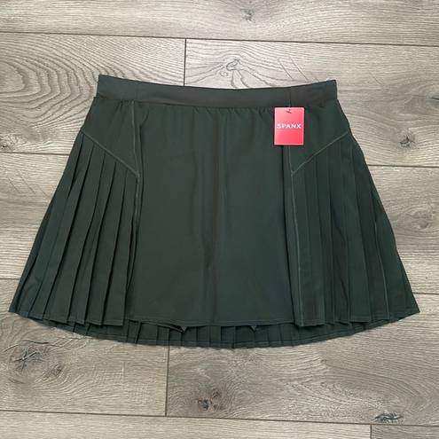 Spanx  14” High Rise Get Moving Pleated Dark Palm Green Tennis Golf Skirt Size L