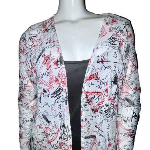 Almost Famous Graffiti Love Print Sheer Duster