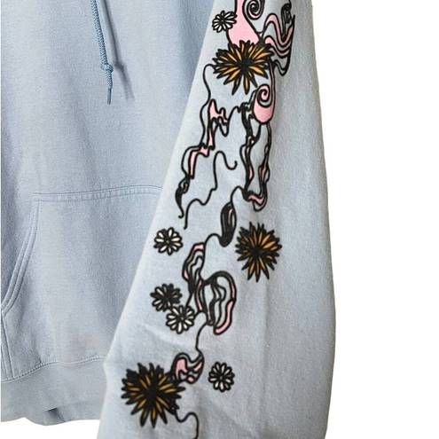 Silence + Noise  Skeleton Flower Hoodie Sweatshirt Light Blue Size Medium