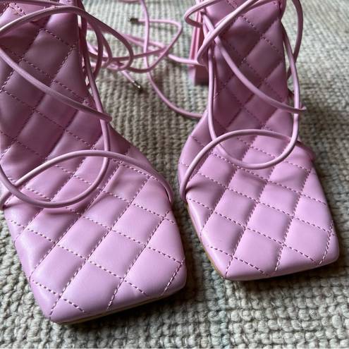 EGO NWOT  Light Pink Lace Up Square Toe Heels | 7.5