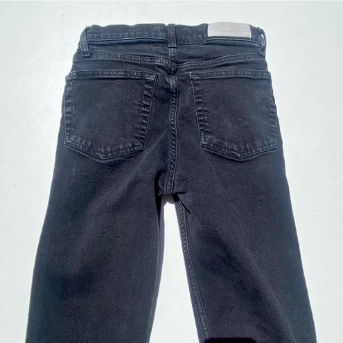 RE/DONE  Women’s 90s High-Rise Ankle-Crop Jeans Black Wash Frayed hems size 25