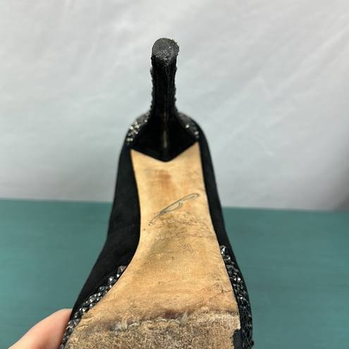 Brian Atwood B  black suede pumps heels crystals size 7.5