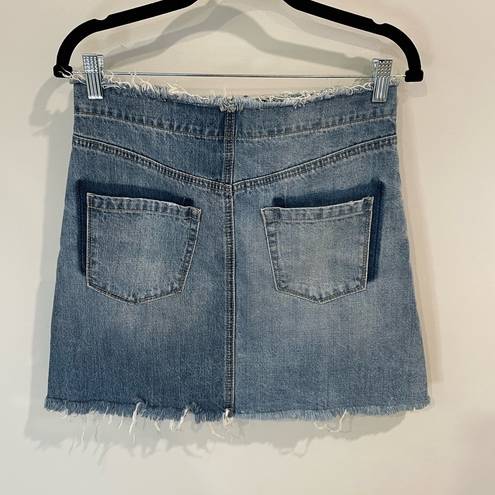 Chelsea and Violet  Two-Tone Distressed Denim Skirt