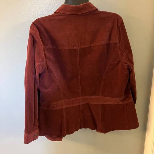 Sag Harbor  Jean Co Corduroy Burgundy Jacket - Size 14