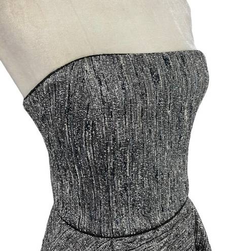 Hunter Bell  Womens Size 4 Grace Dress Strapless Cocktail Gray Silver Mini Gown