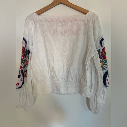 Anthropologie  White Embroidered Top