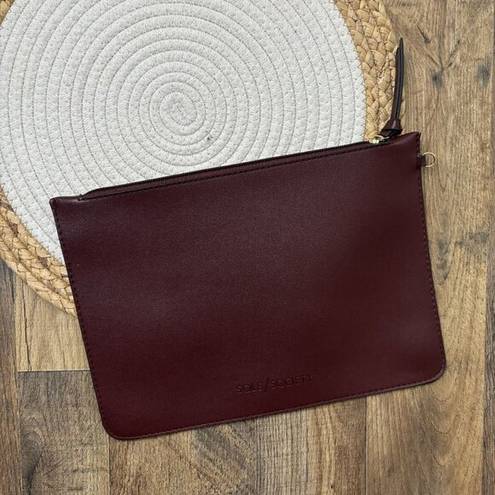 Sole Society  Burgundy Faux Leather Zippered Pouch Bag