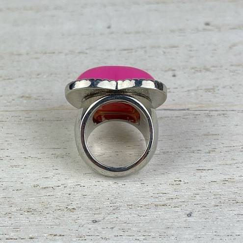 Bubblegum 💕 VTG Y2K  Pink Heart Ring Silver Tone Band 3D Puffy Heart Size 6