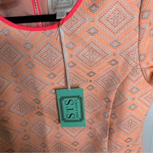 Tuckernuck  Sail to sable orange geometric tweed short sleeves blouse size XS