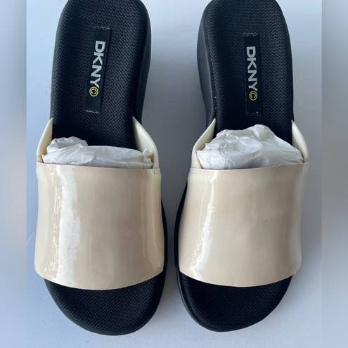 DKNY  Cream and Black Platform Sandals