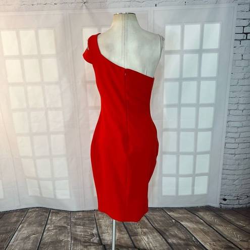 Likely  packard red one shoulder pencil fit dress size 8