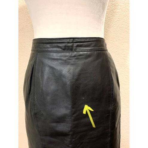 Pelle Cuir Vintage 80s Black Goth Leather Pencil Skirt Size 10