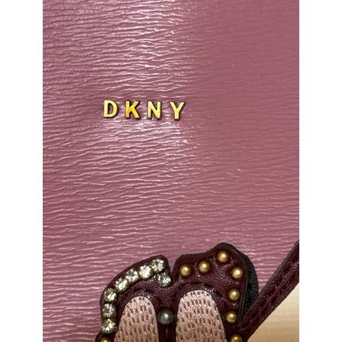 DKNY  Pink Satchel Floral Applique Rhinestones and Studs