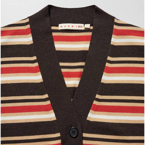 Uniqlo MARNI x  Merino Blend Striped Oversized Cardigan in Dark Brown