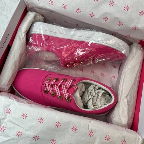 Isaac Mizrahi  Pink Sneakers Casual sz 5.5 Low-Top Lace-Up Womens Shoes Checkered