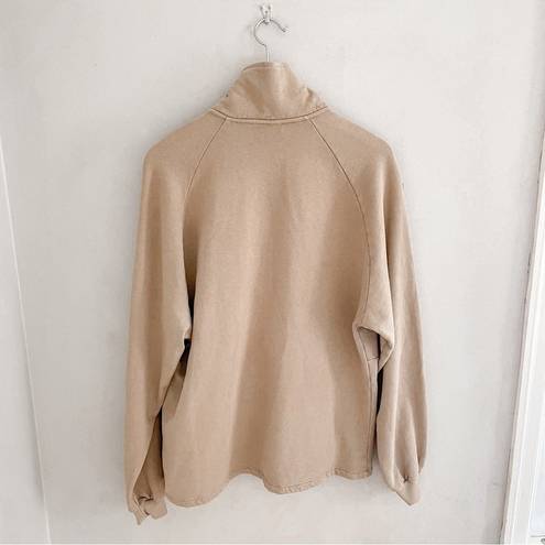 The Range  NYC Half Zip Cotton Terry Sweatshirt Tan