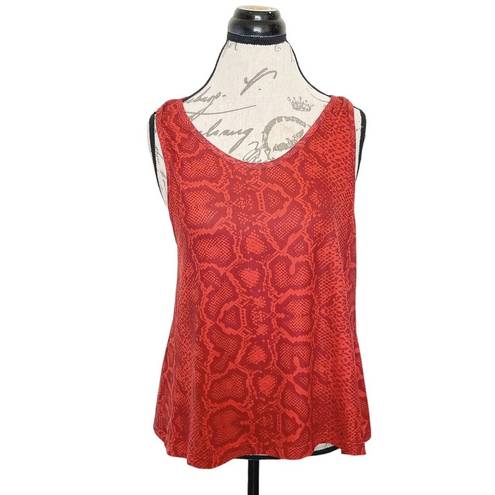 Lovers + Friends  Womens Tank Top Back Mesh Snakeskin Print Sz Small Sleeveless