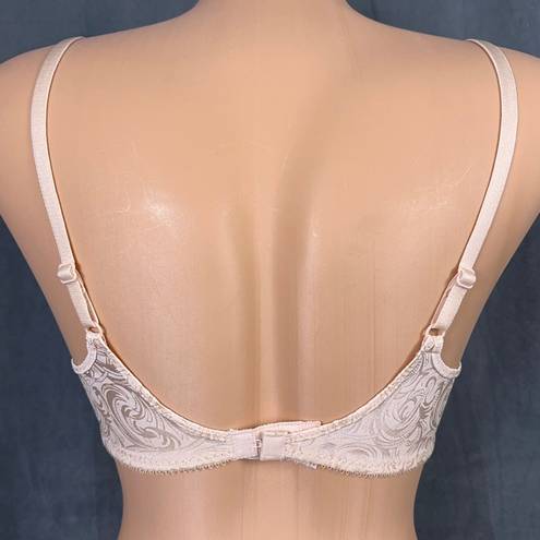 Second Skin Vintage New Lilyette Bra Size 36B Peach  Satin Style 0884 Lace