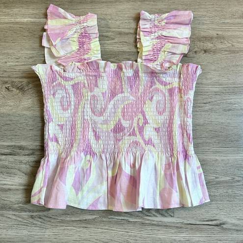 Hill House  The Paz Top and Skirt Set Linen in Candy Kaleidoscope Size M NWT