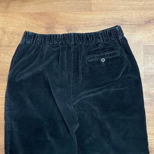 L.L.Bean  Classic Fit Womens Black Corduroy Slacks Size 14P Cropped Pants 500953