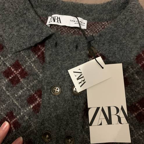 ZARA NWT  set argyle knit polo sweater and knit short