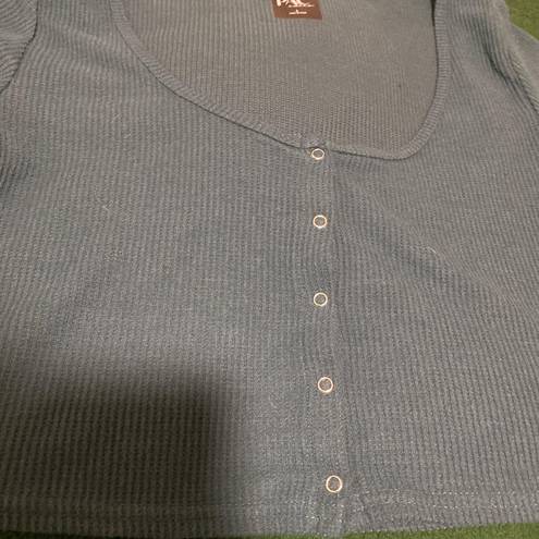 PacSun  Green Button Up Baby Tee Shirt