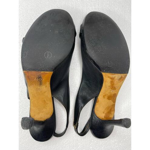  Christian Dior women’s black leather slingback pumps size 38