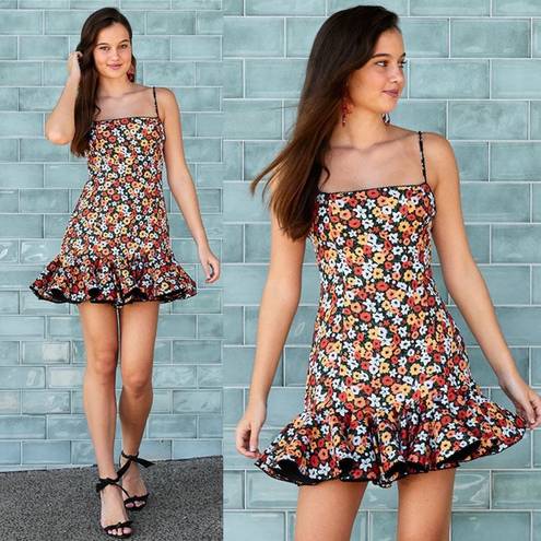 Agua Bendita 🆕  Tumbao La Fania Noche Floral Frill Dress Sz L