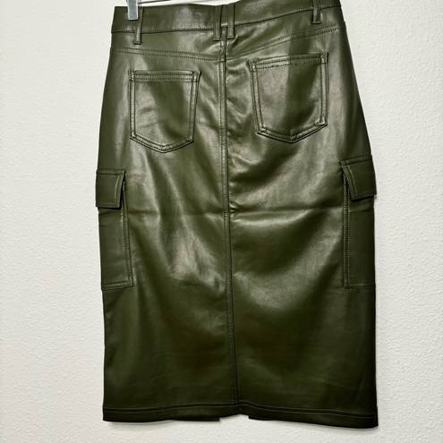 Hunter & Brown Vegan leather cargo midi skirt camo green size M NWT