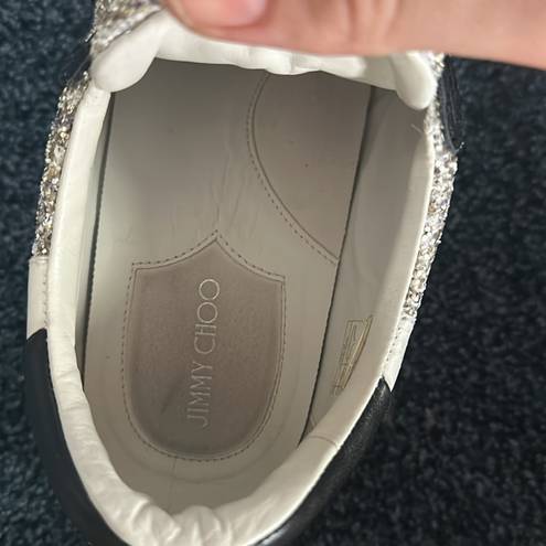 Jimmy Choo  Glitter Raine Sneakers 40 White