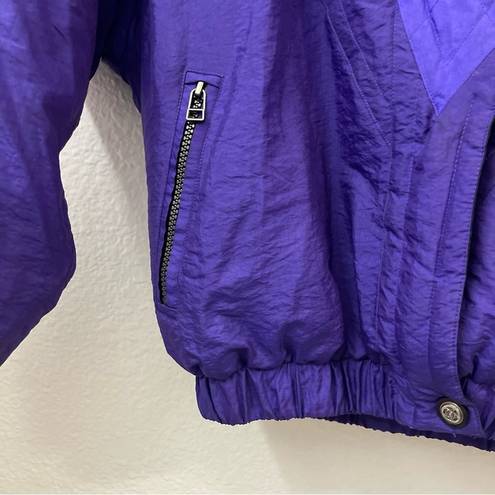 Edge Vintage Womens Inside  Ski Jacket 90s 80s Retro Zip Button Purple Black Coat