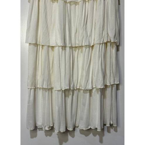 Wanderlux Ivory Layered Midi Skirt Size Large NWOT Western Flowy Indie Boho