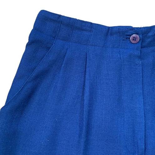 Petite Sophisticate Vintage 80s  Shorts Pleated Tailored High Waisted Navy Mom